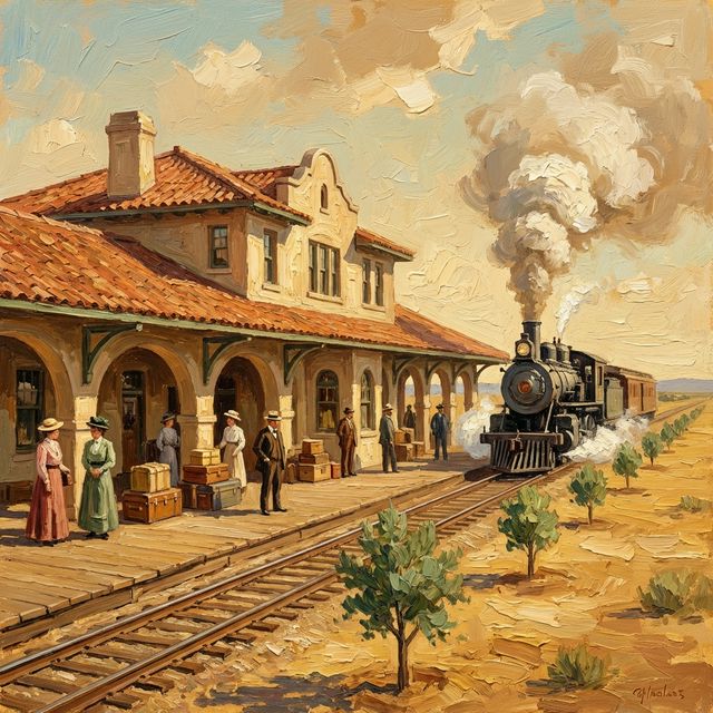 Chandler train depot, circa 1913 (AI-generated illustration)