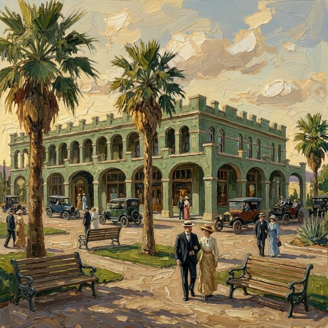 San Marcos Place in downtown Chandler, late 1921 (AI-restored image)